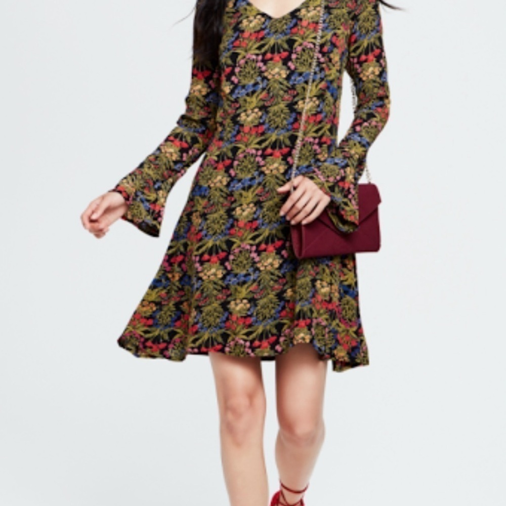 Old Navy Floral Multicolor Dress Bell Sleeve 1X